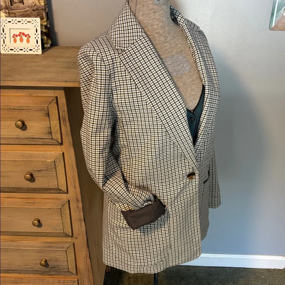 A New Day Blue & Charcoal Plaid Single Breast Blazer - Picture 2 of 13